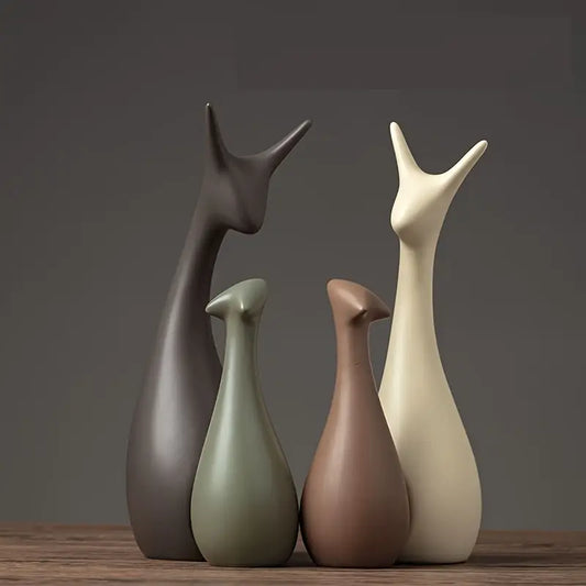 Conjunto de 4 Figuras Decorativas Familia de Jirafas