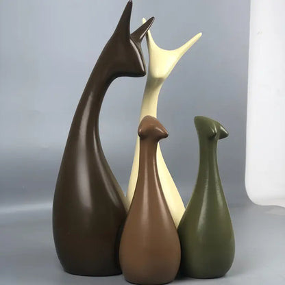 Conjunto de 4 Figuras Decorativas Familia de Jirafas