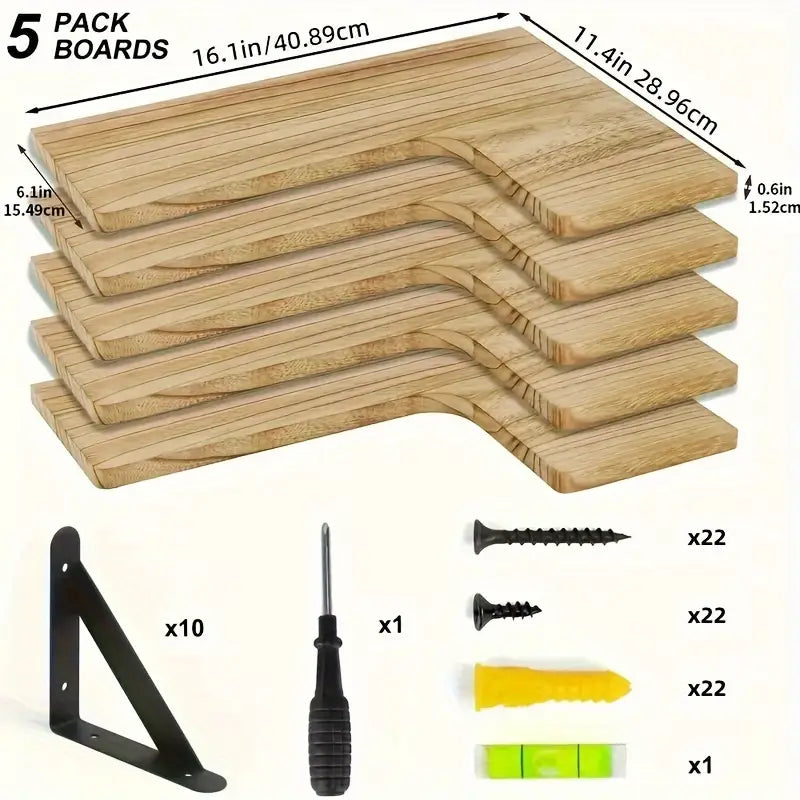 Juego de 5 Estantes Esquineros de Madera Espacio Vivo