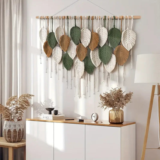 Tapiz Bohemio Macramé Hojas del Bosque