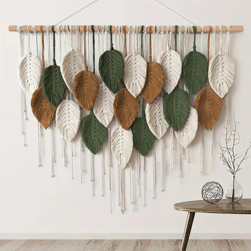 Tapiz Bohemio Macramé Hojas del Bosque