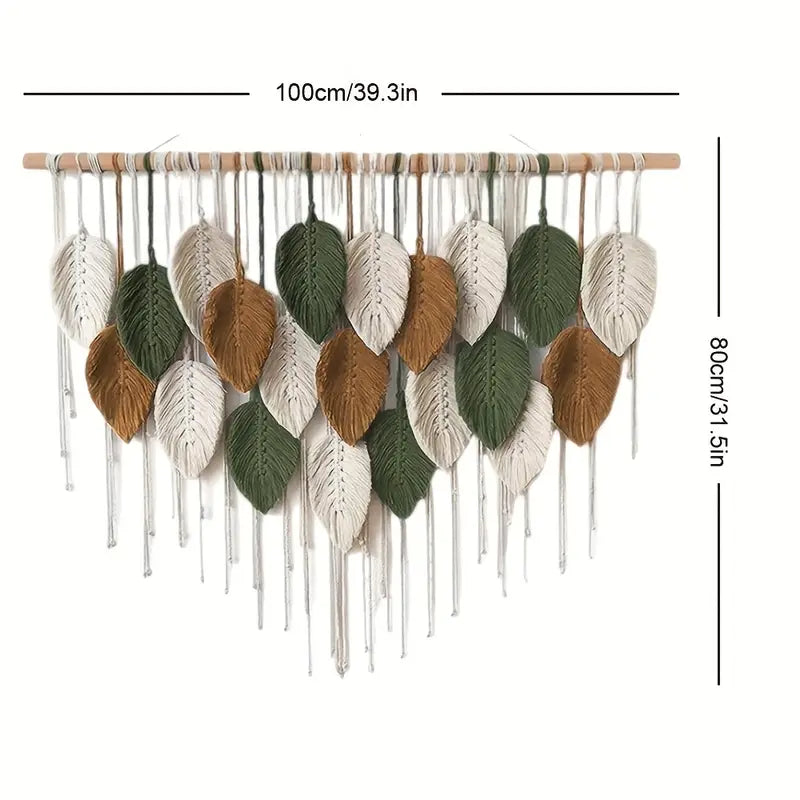 Tapiz Bohemio Macramé Hojas del Bosque