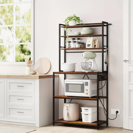 Estantería de Cocina Multifuncional Industrial con Enchufes
