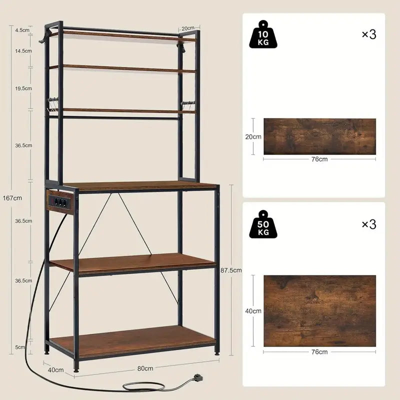 Estantería de Cocina Multifuncional Industrial con Enchufes