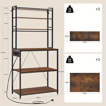 Estantería de Cocina Multifuncional Industrial con Enchufes