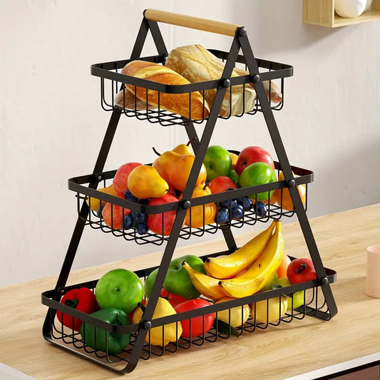 Frutero de 3 Niveles con Estructura Metálica – Organizador de Cocina