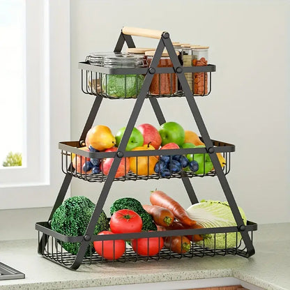 Frutero de 3 Niveles con Estructura Metálica – Organizador de Cocina