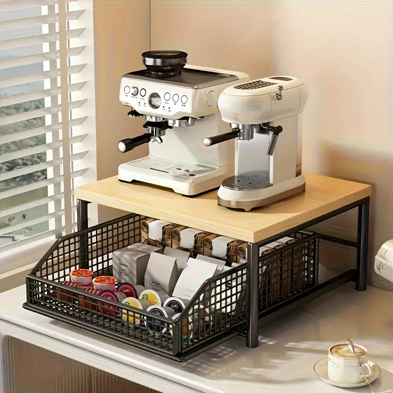 Organizador Multifuncional con Estante y Cajón Metálico – Cocina y Oficina