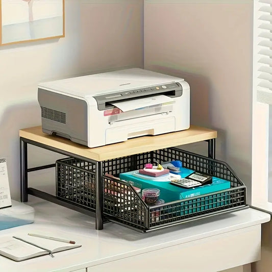 Organizador Multifuncional con Estante y Cajón Metálico – Cocina y Oficina