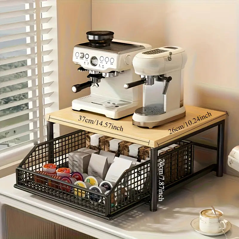 Organizador Multifuncional con Estante y Cajón Metálico – Cocina y Oficina