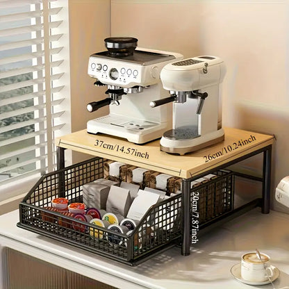 Organizador Multifuncional con Estante y Cajón Metálico – Cocina y Oficina