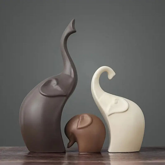 Set de 3 Figuras Decorativas de Elefantes Nórdicos – Estilo Minimalista