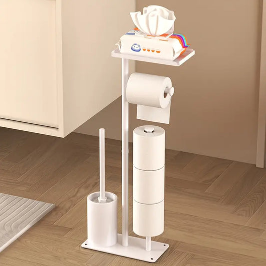 Portarrollos de Baño Multifuncional con Estante y Escobilla – Negro o Blanco