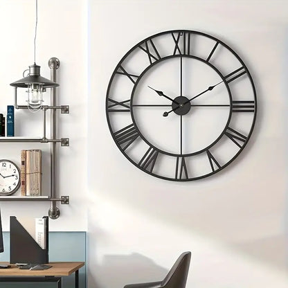 Reloj de Pared Metálico de 60 cm – Estilo Clásico con Números Romanos