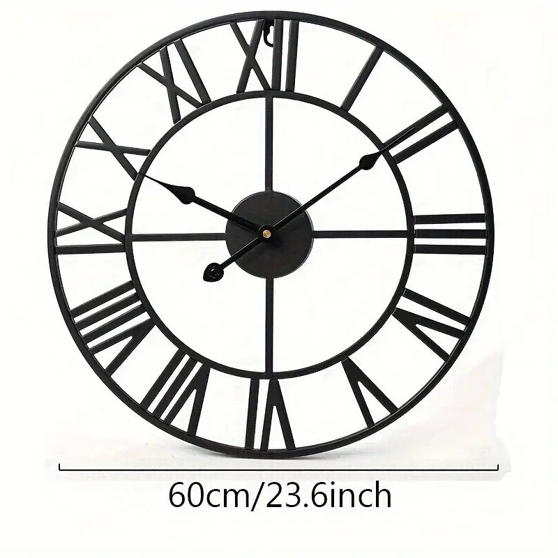 Reloj de Pared Metálico de 60 cm – Estilo Clásico con Números Romanos