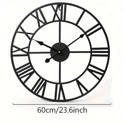 Reloj de Pared Metálico de 60 cm – Estilo Clásico con Números Romanos